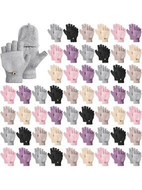 Cozy 50 Pairs Winter Convertible Fingerless Gloves - Warm, Versatile Handwear